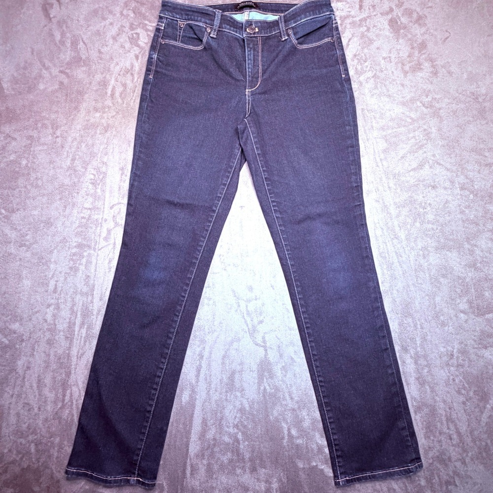 Talbots Flawless Five-Pocket Jeans Womens 8 Dark Wash Straight Leg Blue Denim‎